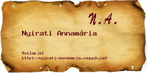Nyirati Annamária névjegykártya